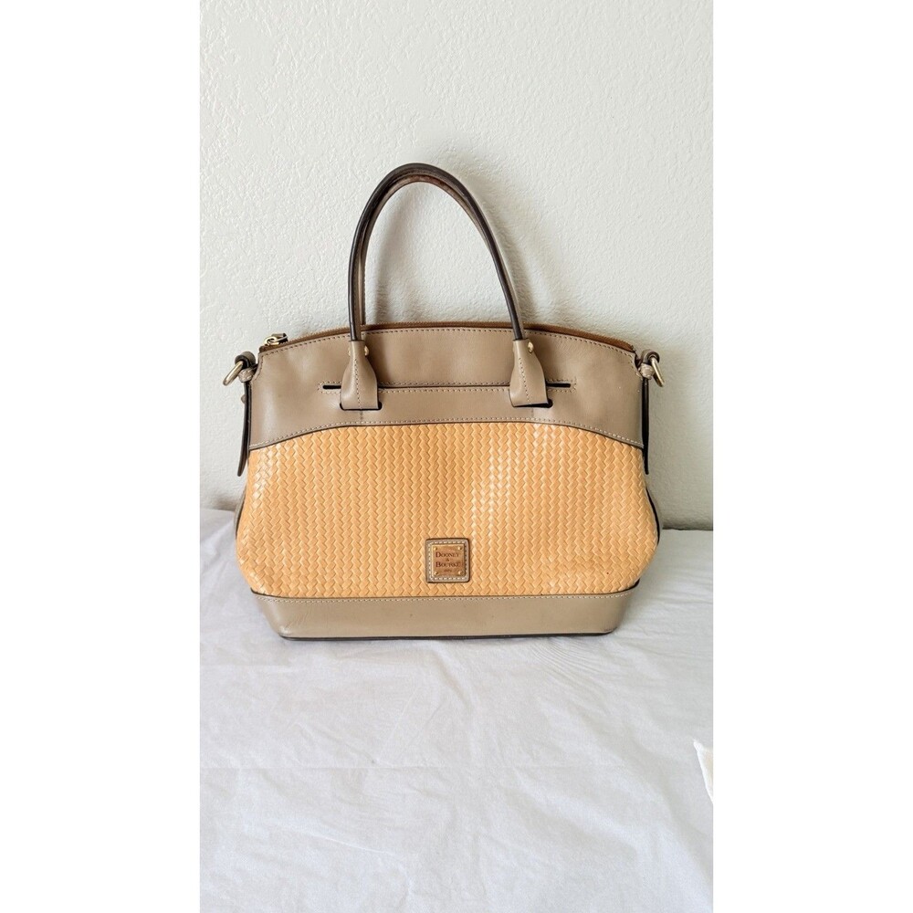 Dooney Bourke Beacon Woven Domed Light Taupe Purse Crossbody Strap Bag